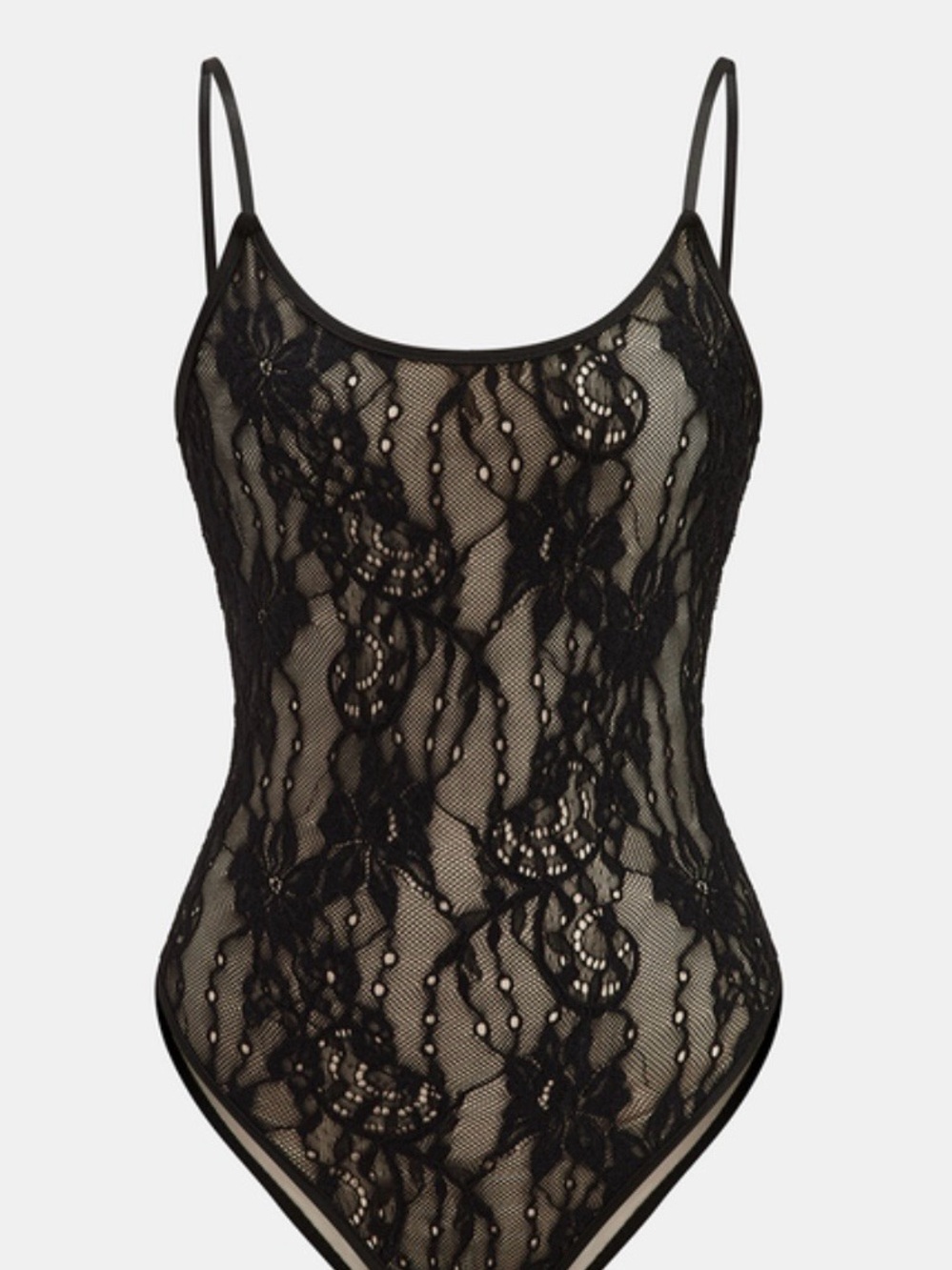 Commense Black Lace Sheer Bodysuit